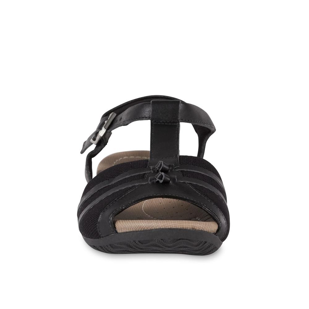 Usaflex Women's Monica Leather/Mesh Bunion Comfort Sandal - Black