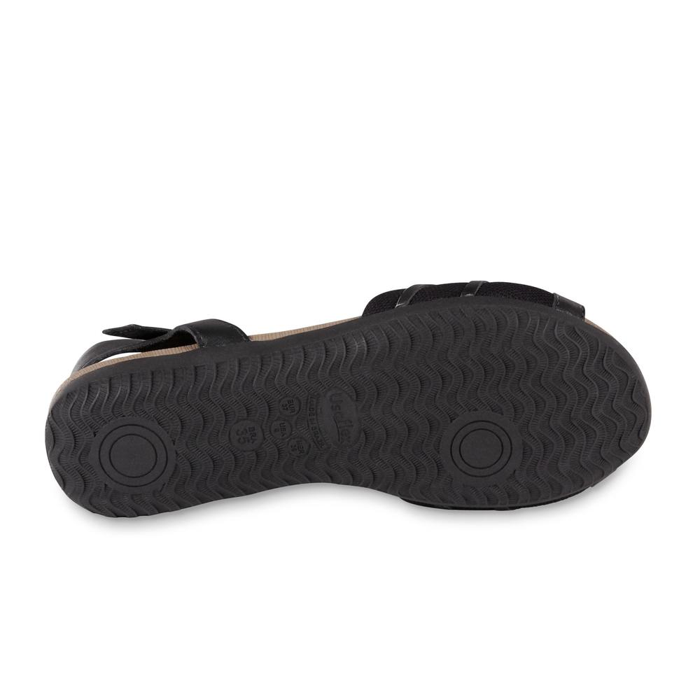 Usaflex Women's Monica Leather/Mesh Bunion Comfort Sandal - Black