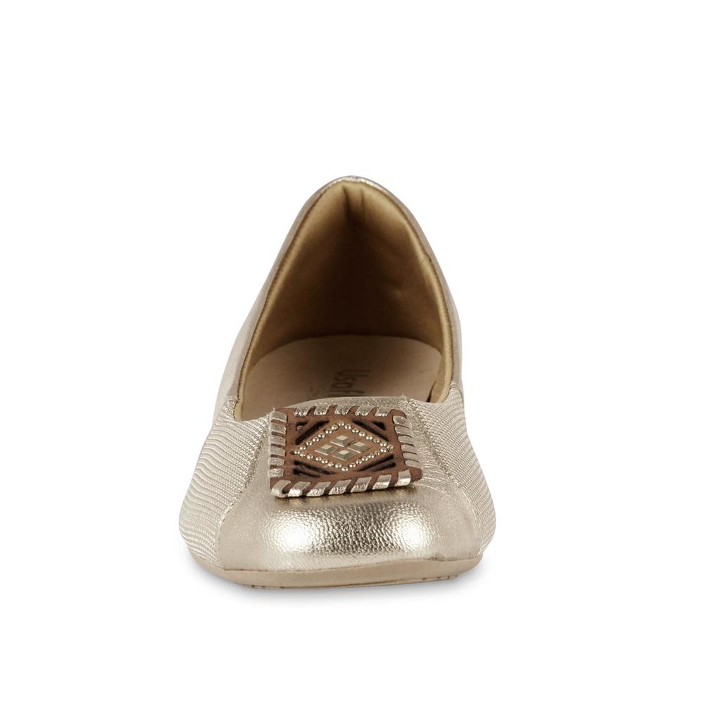 Usaflex Women's Alivia Bunion Comfort Embellished Leather Flat - Gold