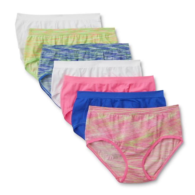 Fruit of the Loom Girls' 7Pack Flexible Fit Brief Panties Space Dyed