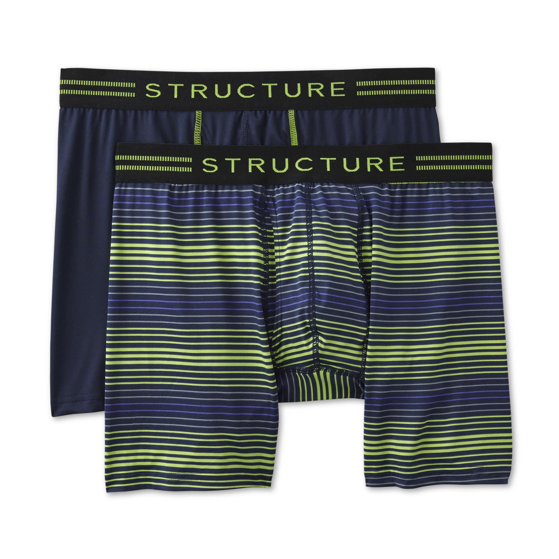 Structure Men's 2-Pack Performance Sport Boxer Briefs - Solid & Striped
