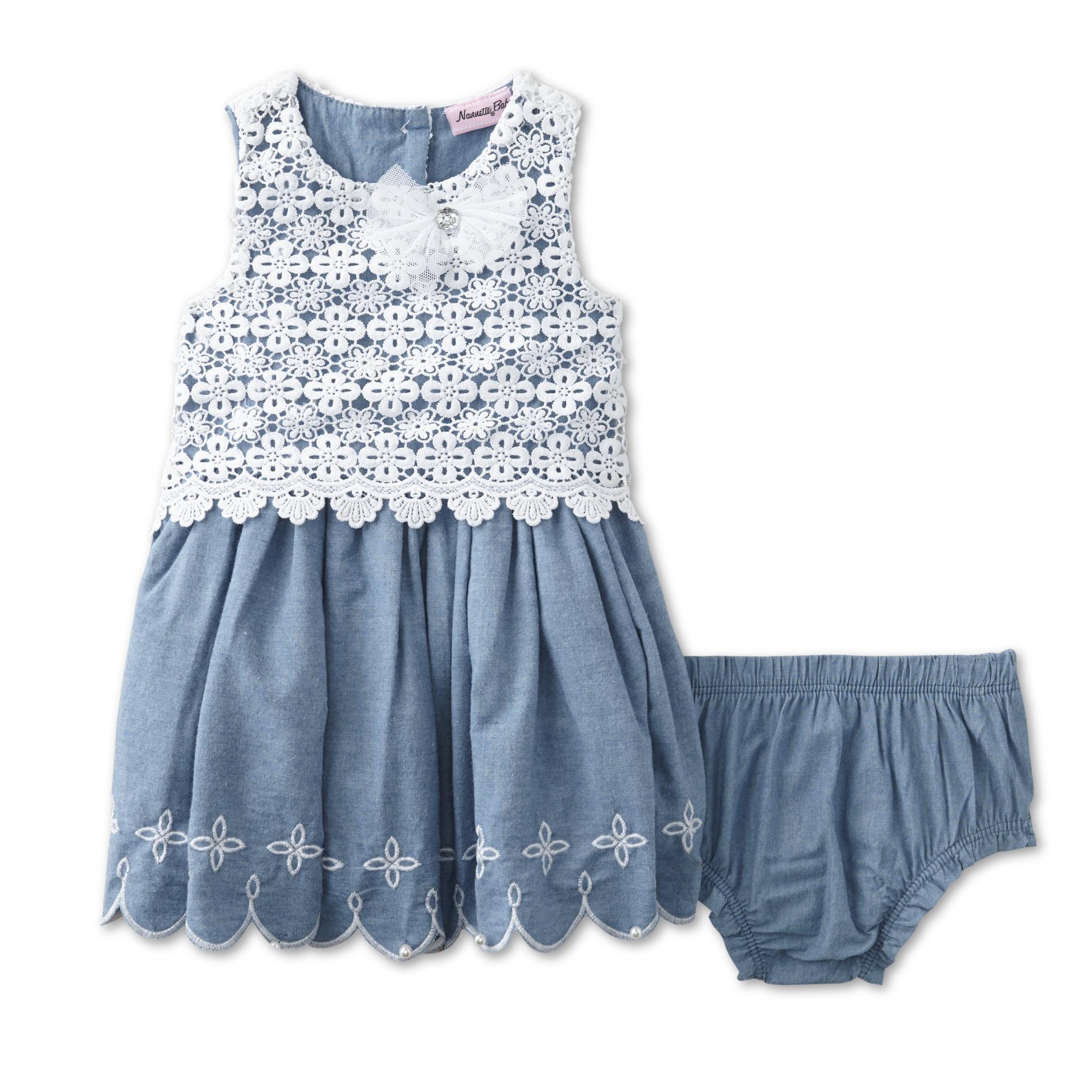 Nanette Newborn Girls' Chambray Dress & Diaper Cover