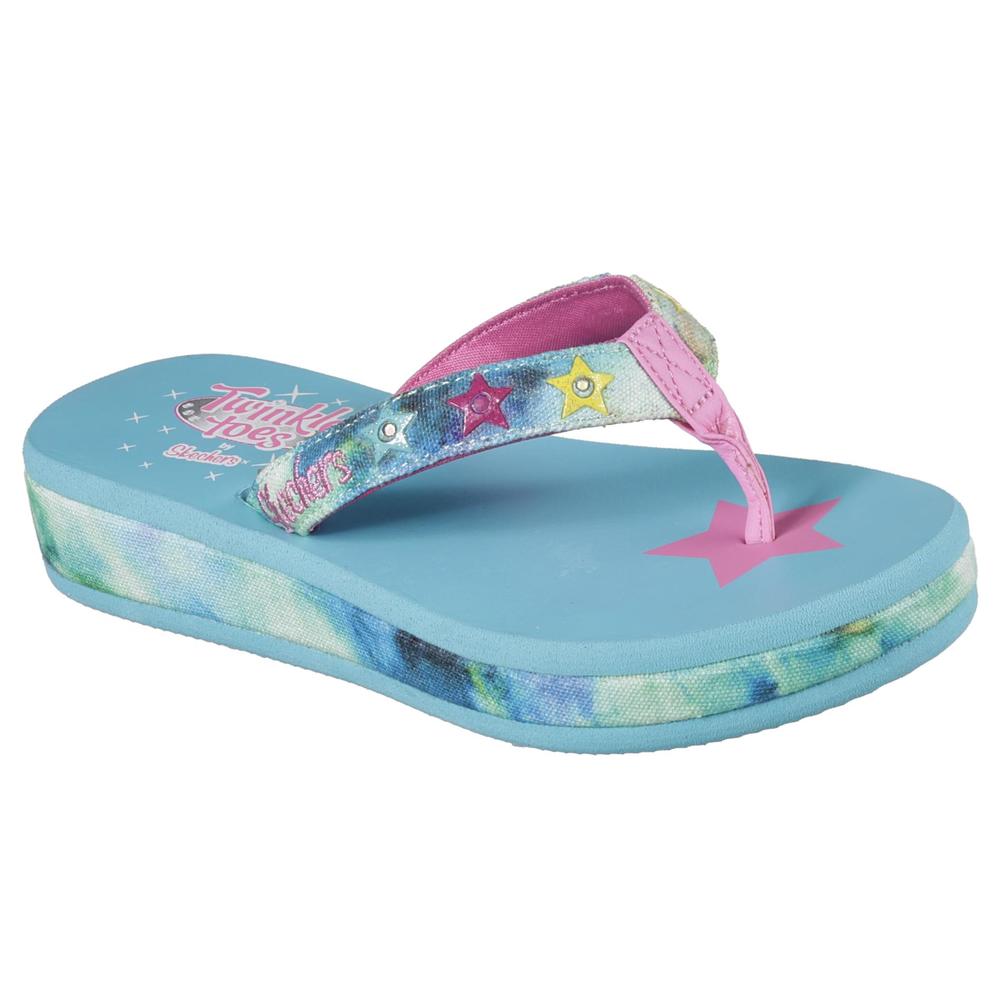 Skechers Girls' Twinkle Toes Sunshines Thong Sandal - Blue Multi