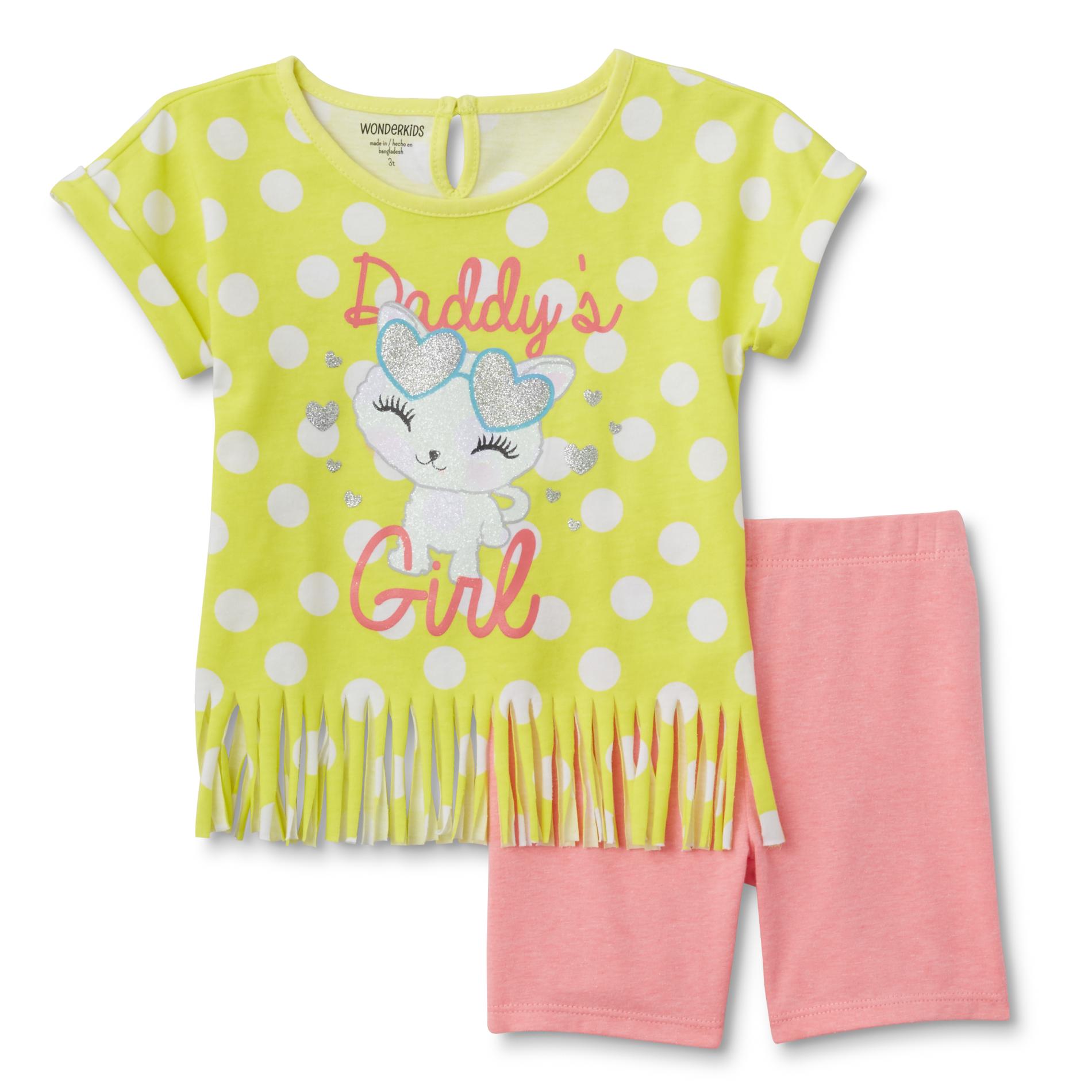 WonderKids Infant & Toddler Girls' Fringe T-Shirt  & Shorts - Daddy's Girl