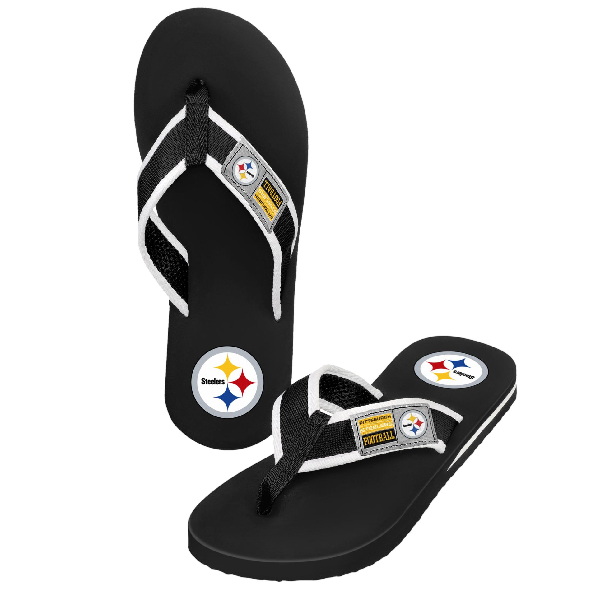 mens steelers flip flops