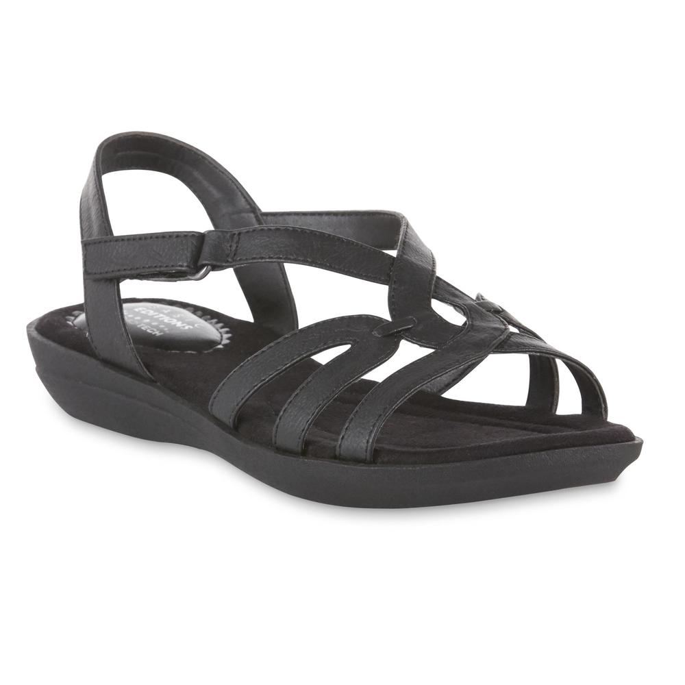 Basic Editions Women's Mikayla Wide Sling-Back Sandal - Black