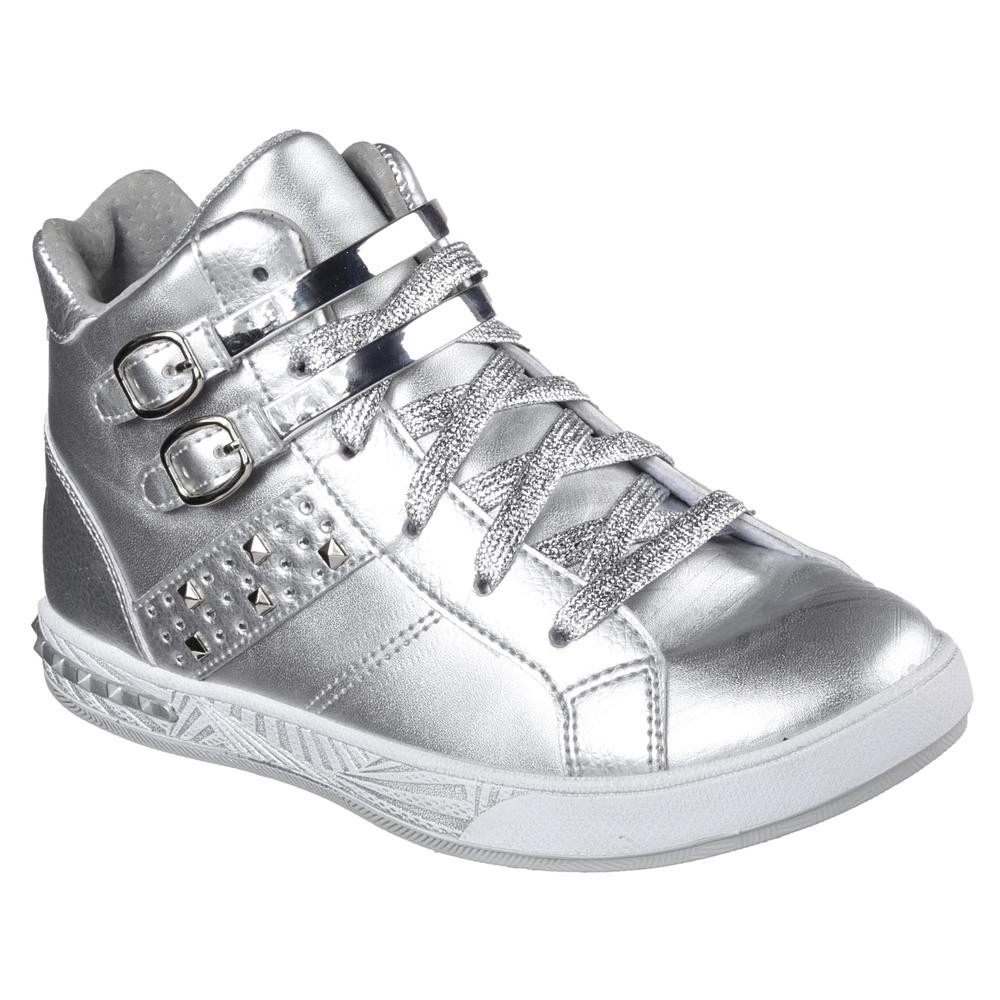 Skechers Girls' Sassy Kicks High-Top Athletic Silver Shoe