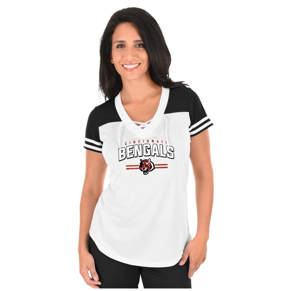 NFL Women's Lace-Up V-Neck Shirt - Cincinnati Bengals