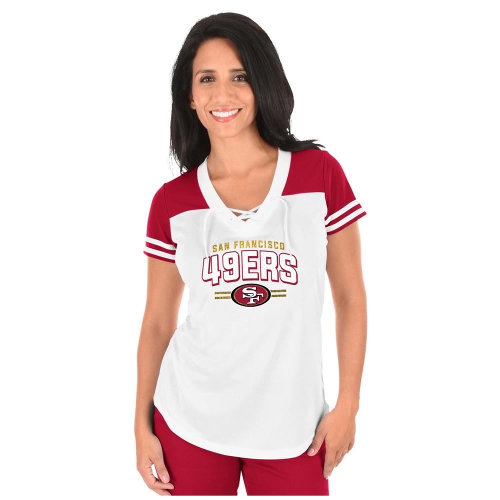 NFL Women's Lace-Up V-Neck Shirt - San Francisco 49ers