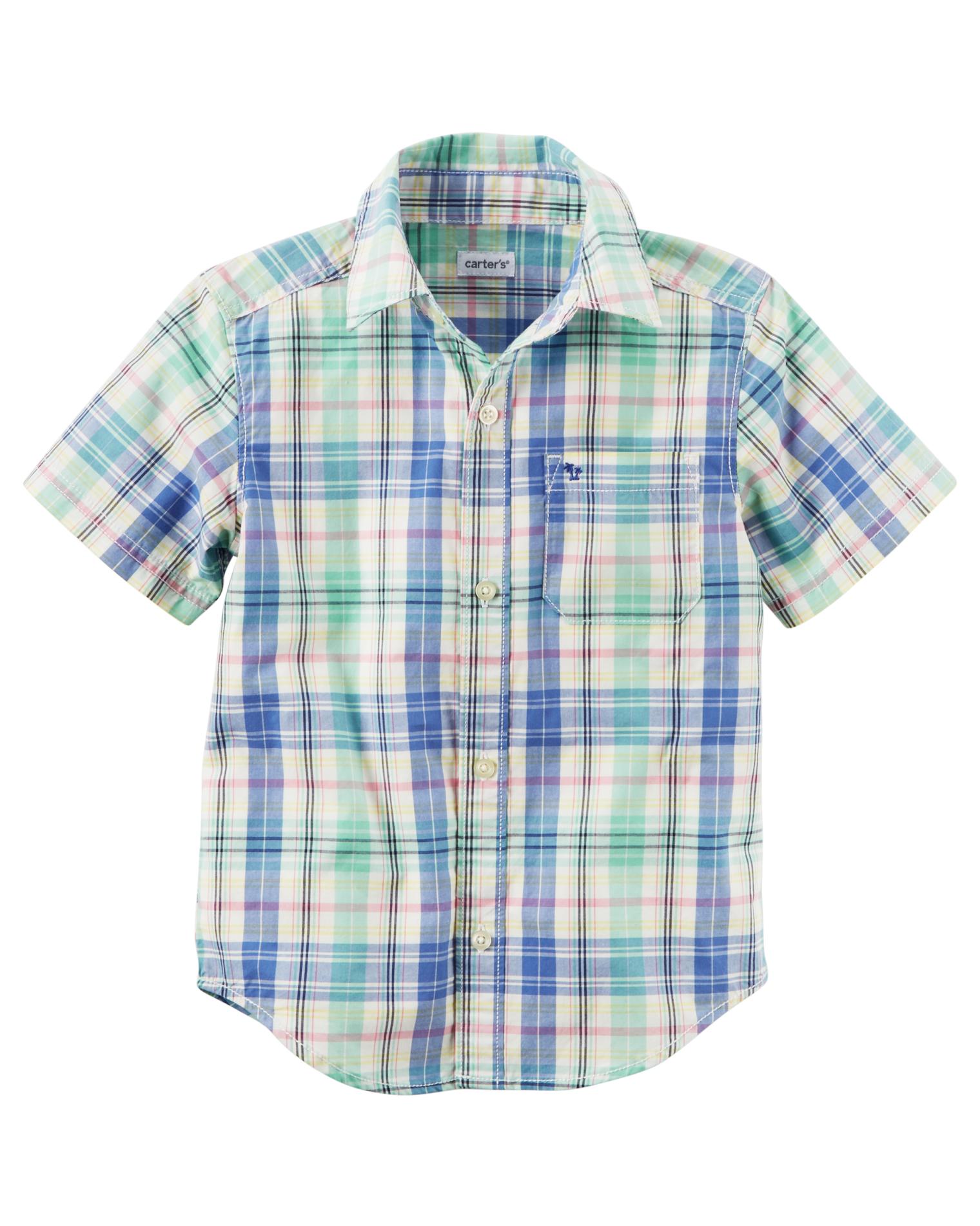 Carter's Toddler Boys' Button-Front Shirt - Plaid