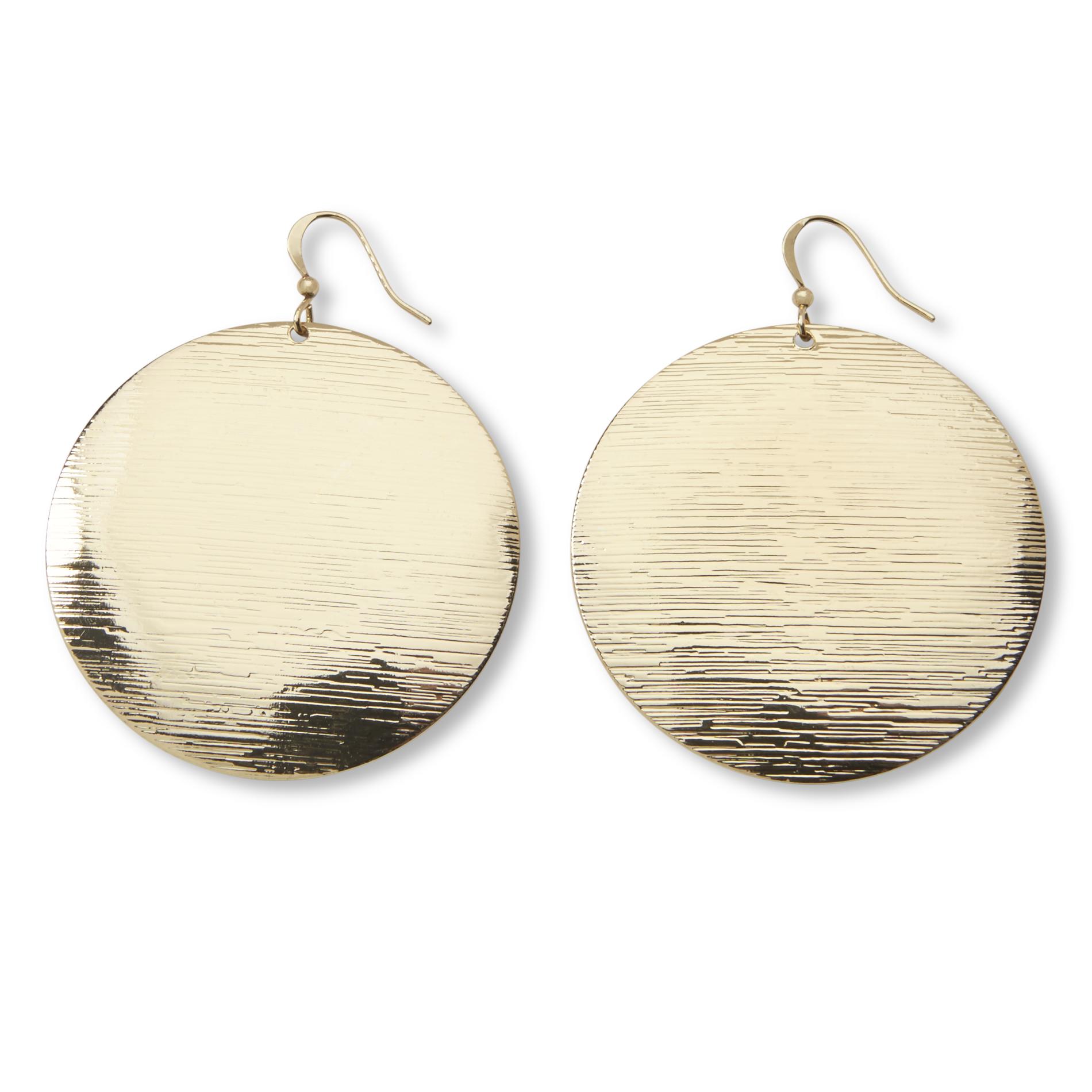 Attention Women’s Goldtone Disk Drop Earrings, Yellow Attention Women’s Goldtone Disk Drop Earrings, Yellow
