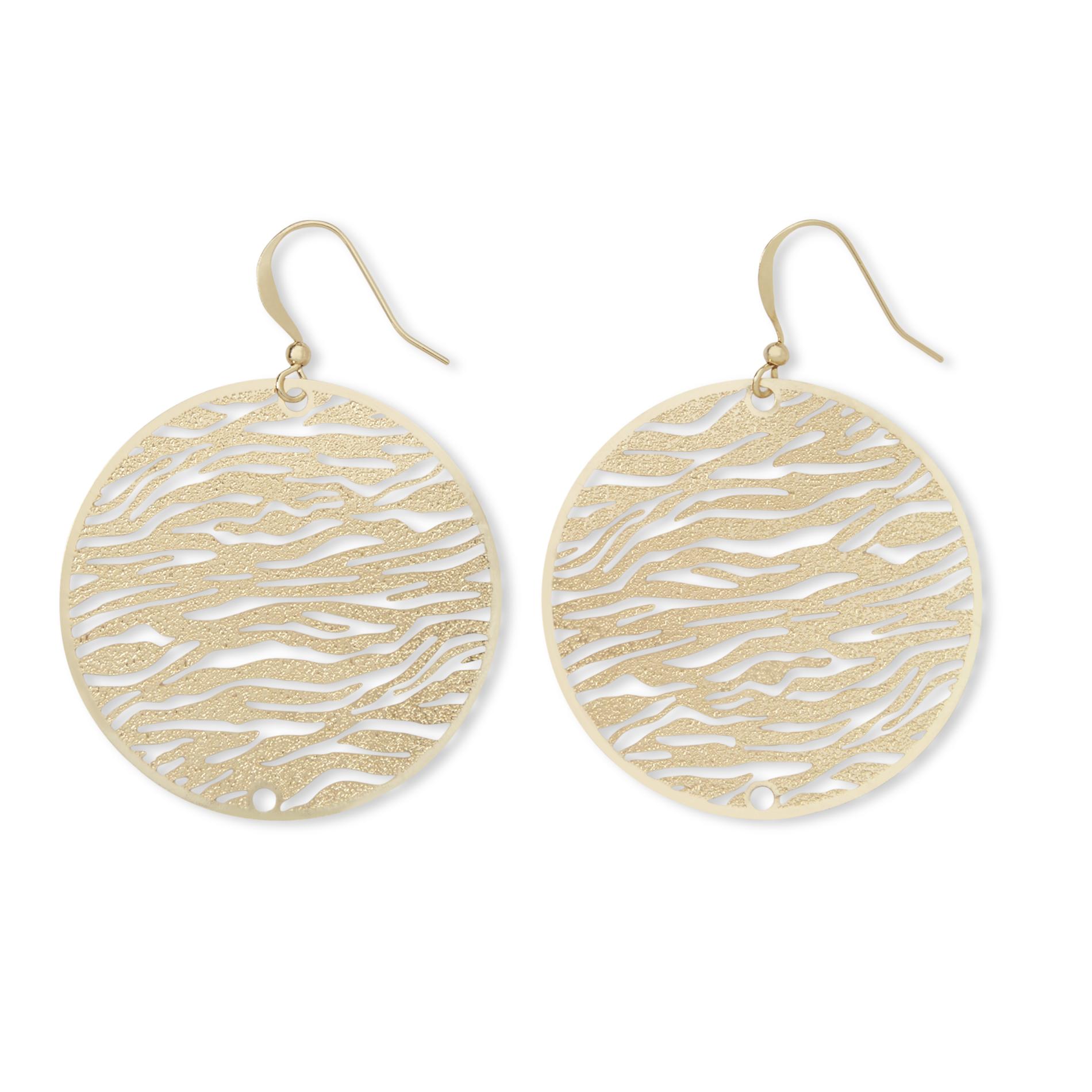 Attention Women’s Goldtone Zebra Cutout Drop Earrings, Yellow Attention Women’s Goldtone Zebra Cutout Drop Earrings, Yellow
