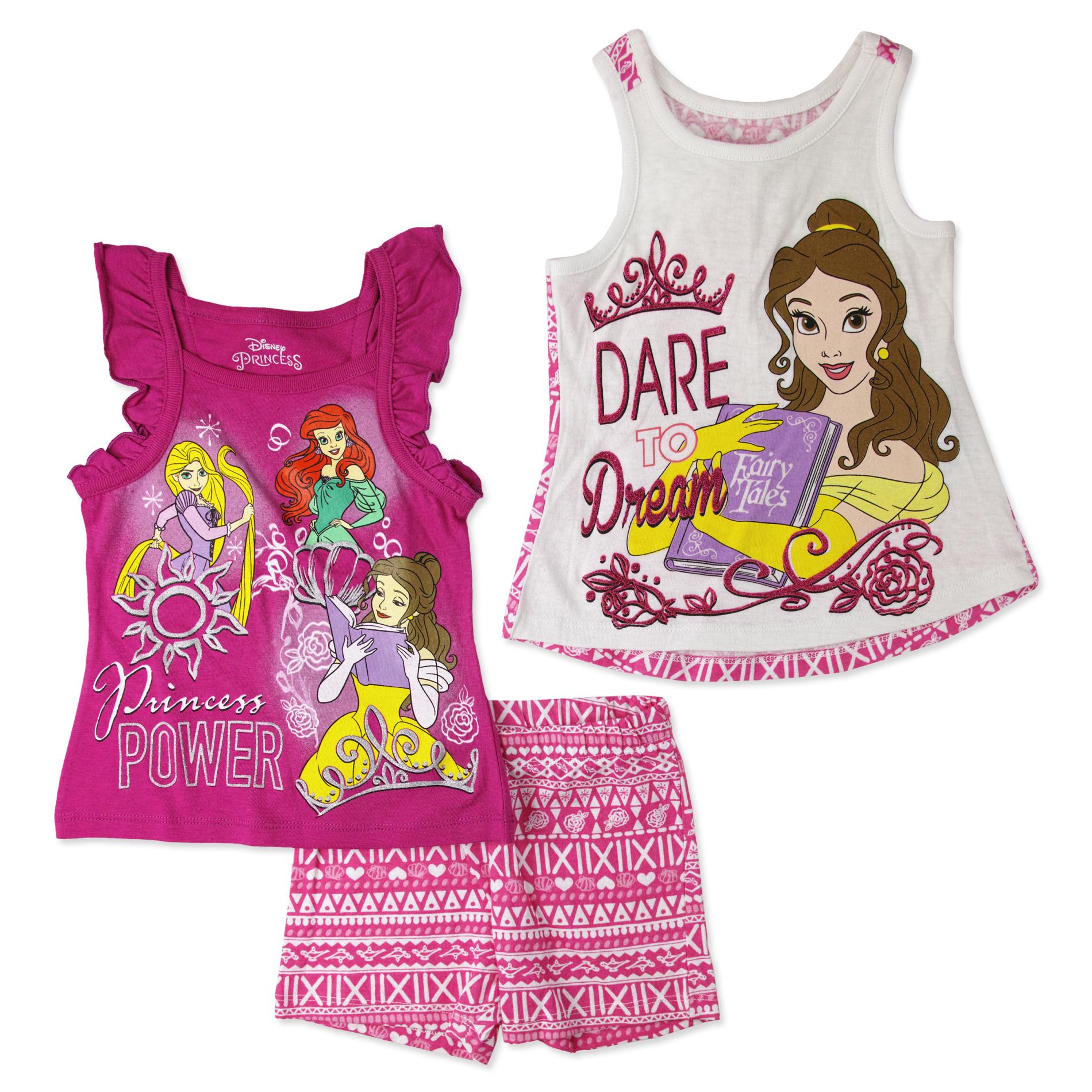 Disney Princess Infant & Toddler Girls' Tank Top, Flutter Top & Shorts - Tribal