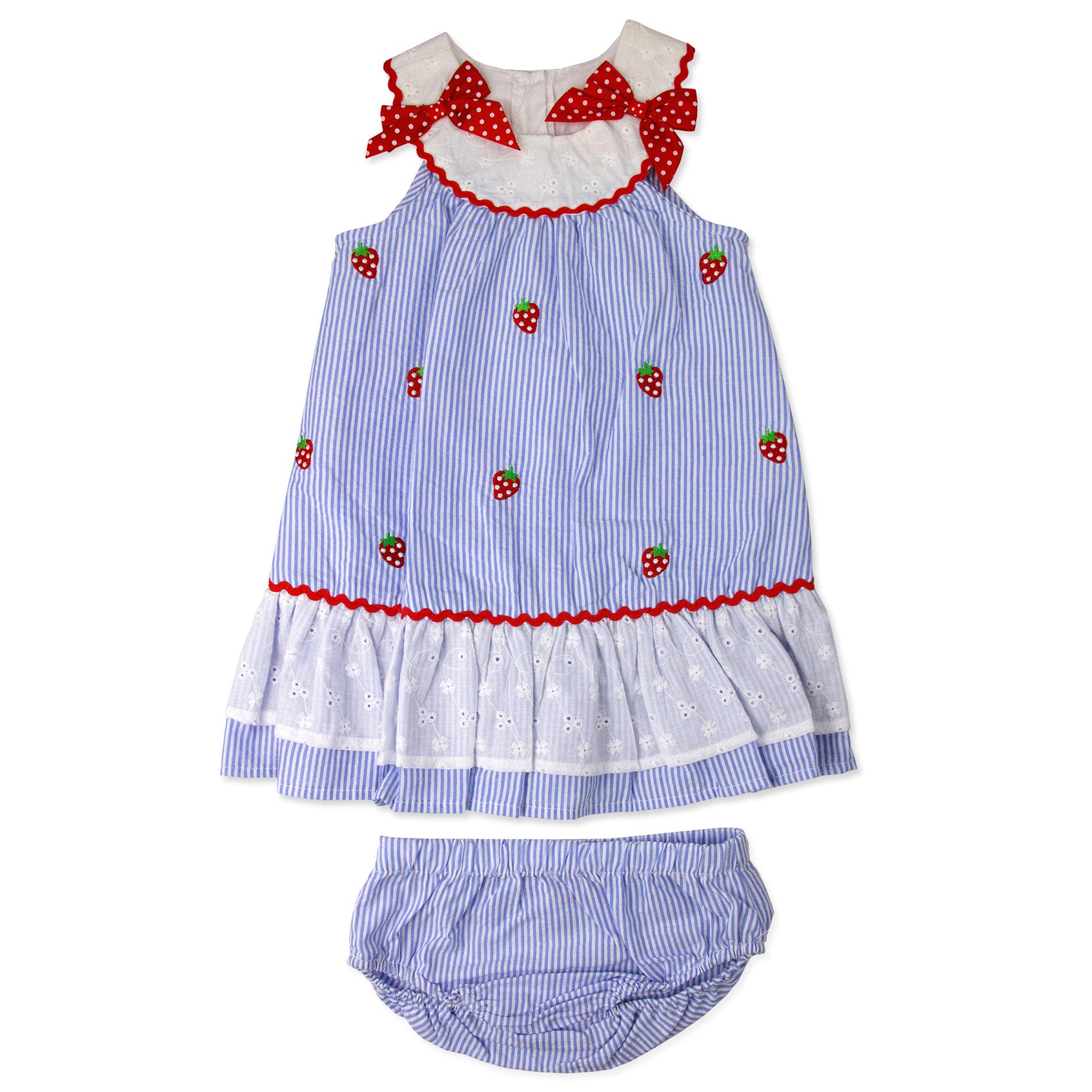 Nanette Infant & Toddler Girls' Sundress & Bloomers - Striped & Strawberry