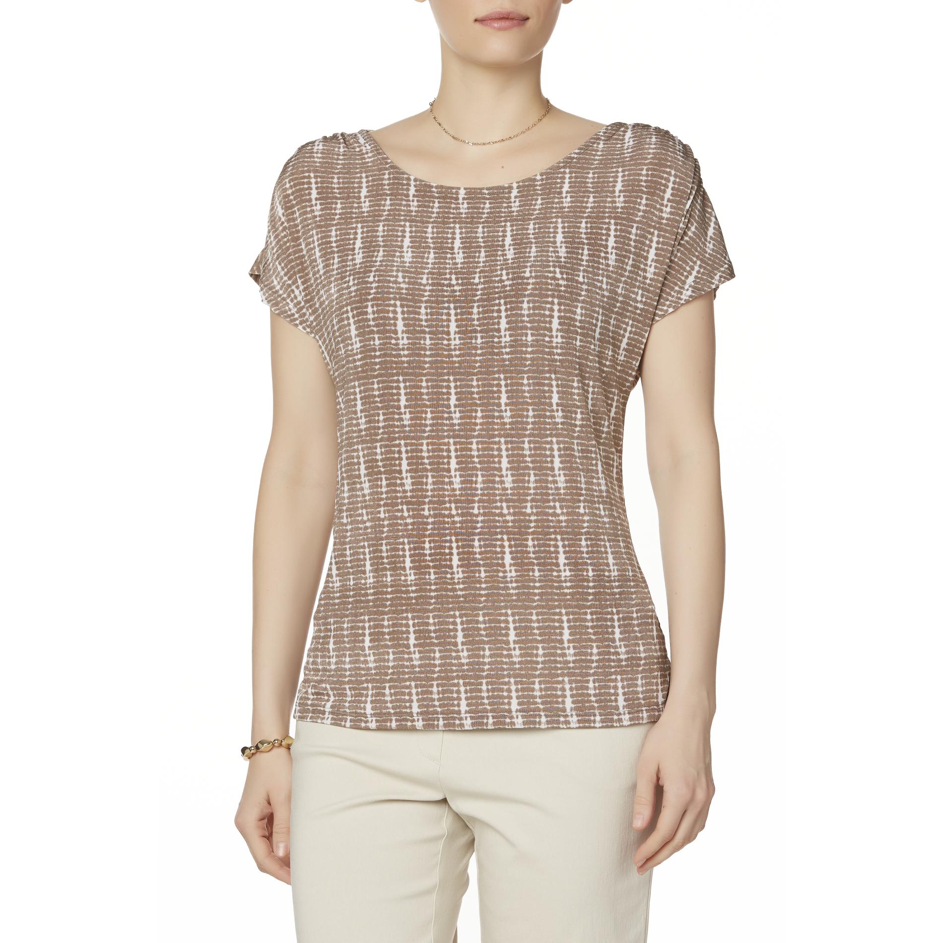 Jaclyn Smith Women's Shirred T-Shirt - Snakeskin Print