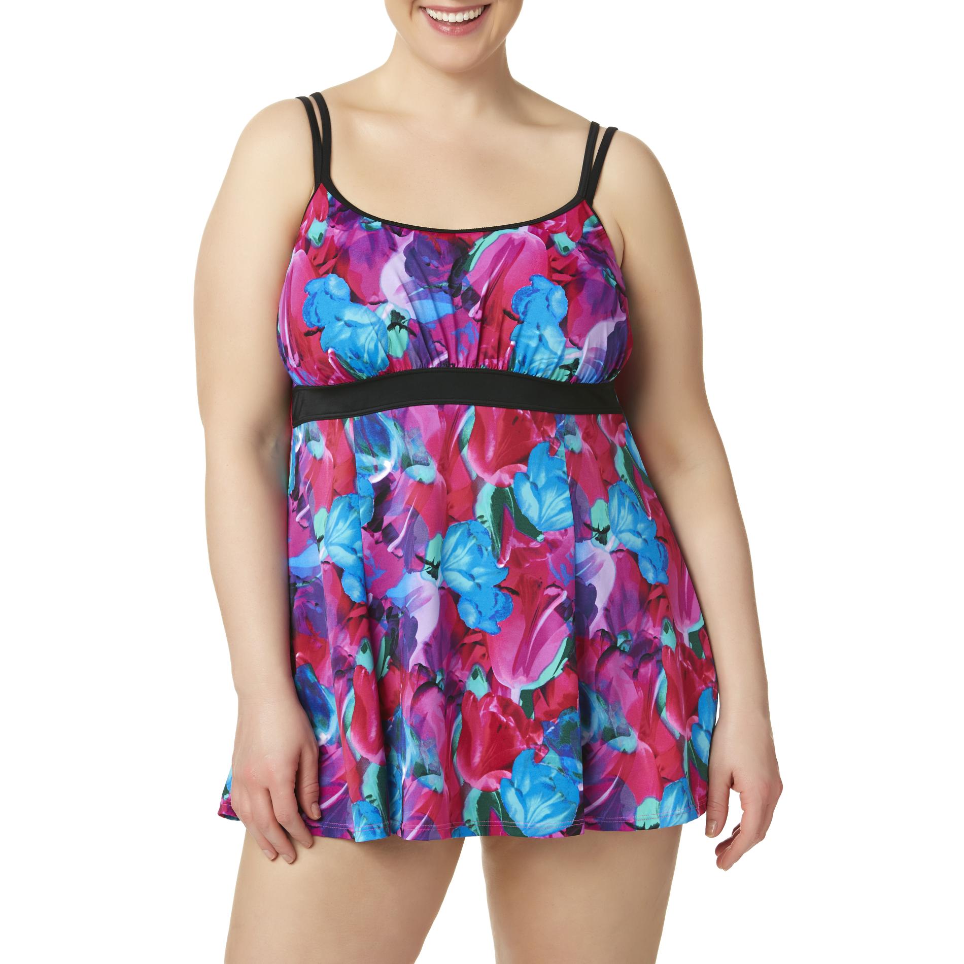 Fit4U Women's Plus Swim Dress - Floral