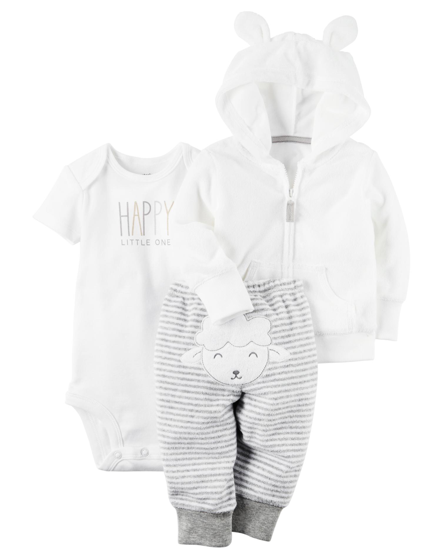 Carter's Newborn & Infants' Hoodie Jacket, Bodysuit & Pants - Happy Little One