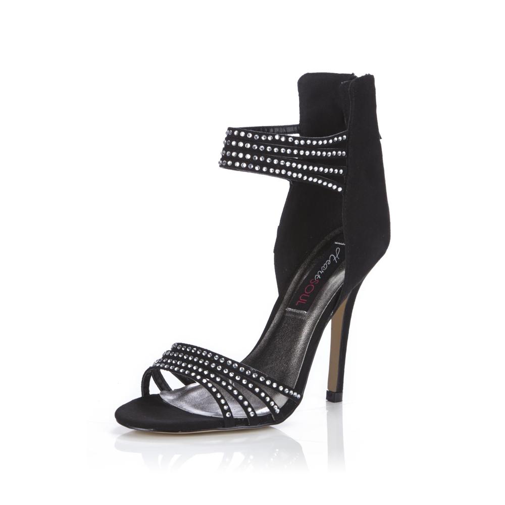 Heart Soul Women's Damani Black Embellished High-Heel Sandal