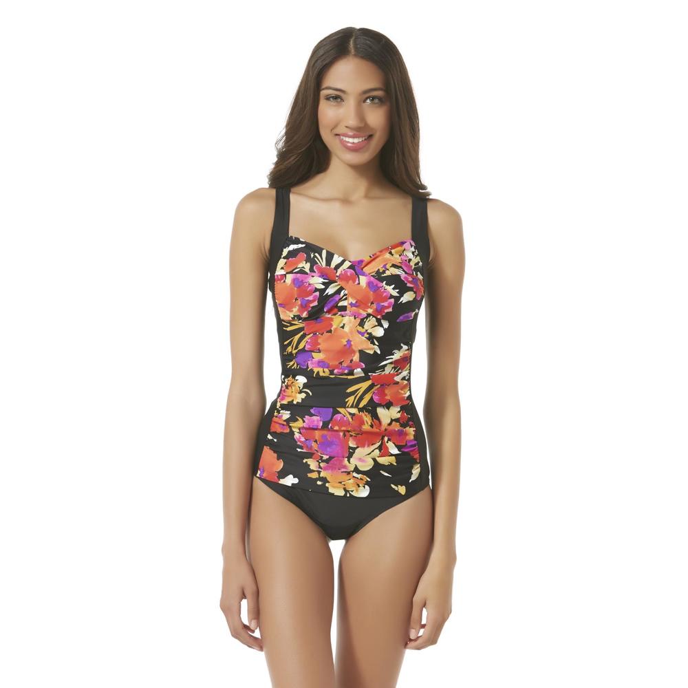 Tropical Escape Women's Shirred Swimsuit - Floral Print
