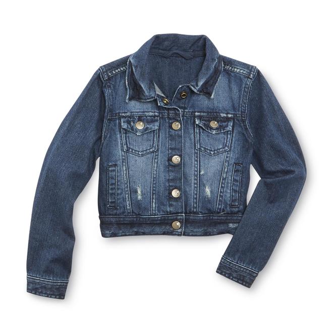 Toughskins Infant & Toddler Girl's Distressed Denim Jacket Dark Wash