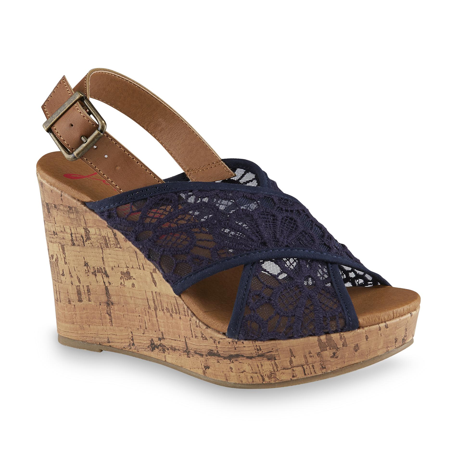 jellypop Women's Peaches Navy Wedge Sandal