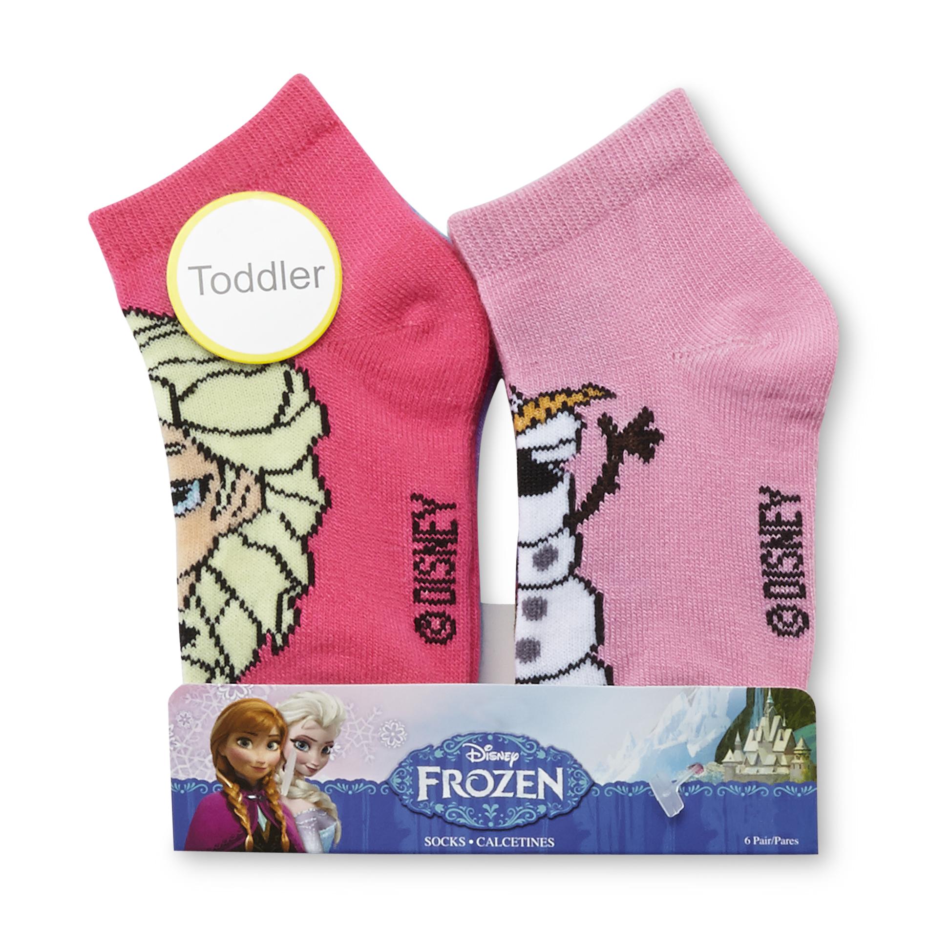 Disney Frozen Toddler Girl's 6-Pairs Quarter Crew Socks, Size: 2-4T, Multi-color Disney Frozen Toddler Girl's 6-Pairs Quarter Crew Socks, Size: 2-4T, Multi-color