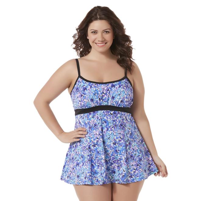 A SHORE FIT! Women's Plus Swim Dress Floral Print