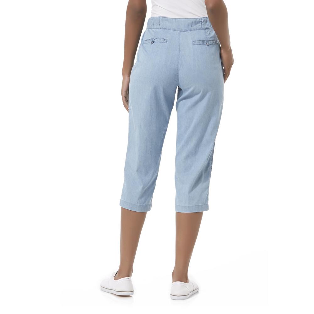 Basic Editions Women's Chambray Capri Pants