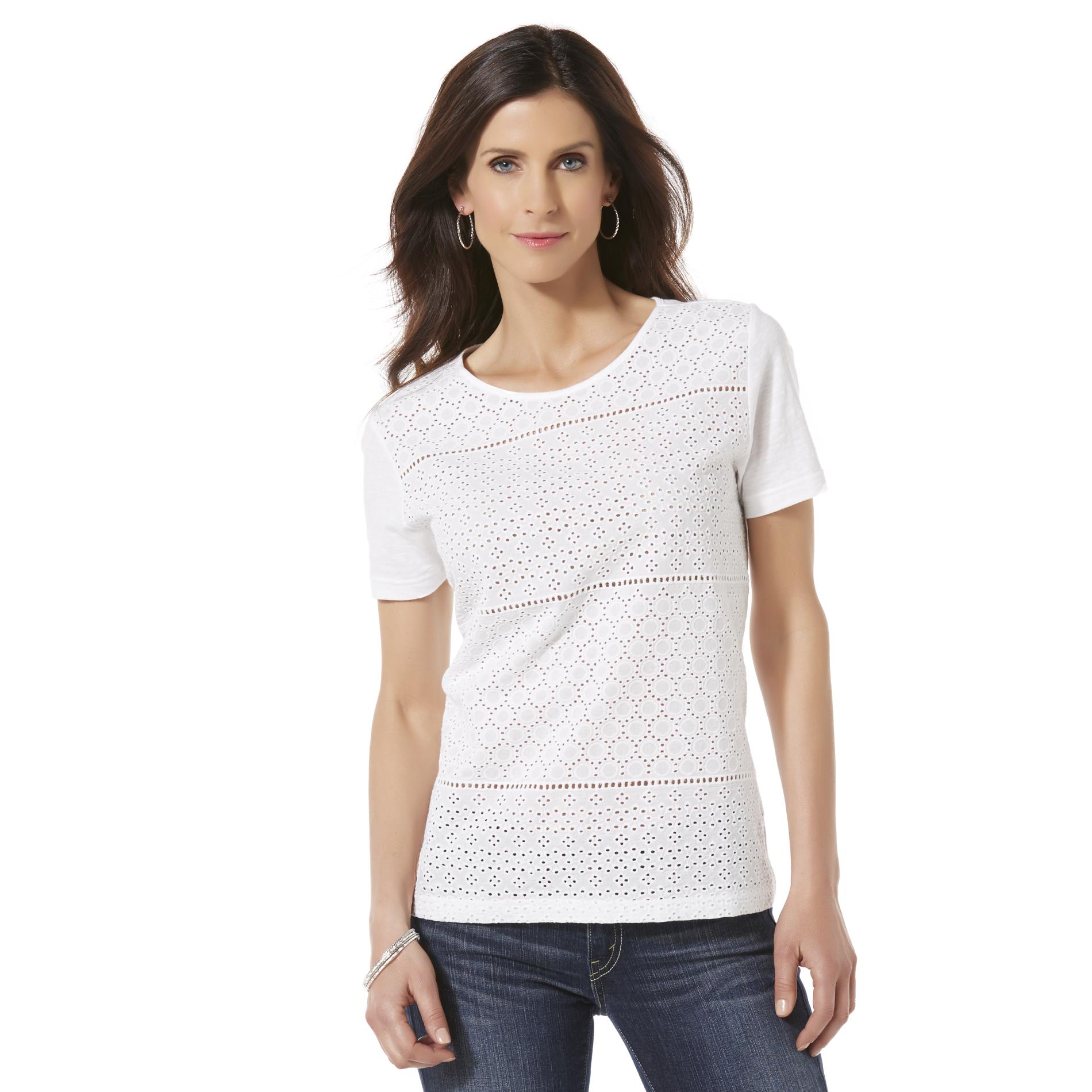 Basic Editions Women's Lace T-Shirt