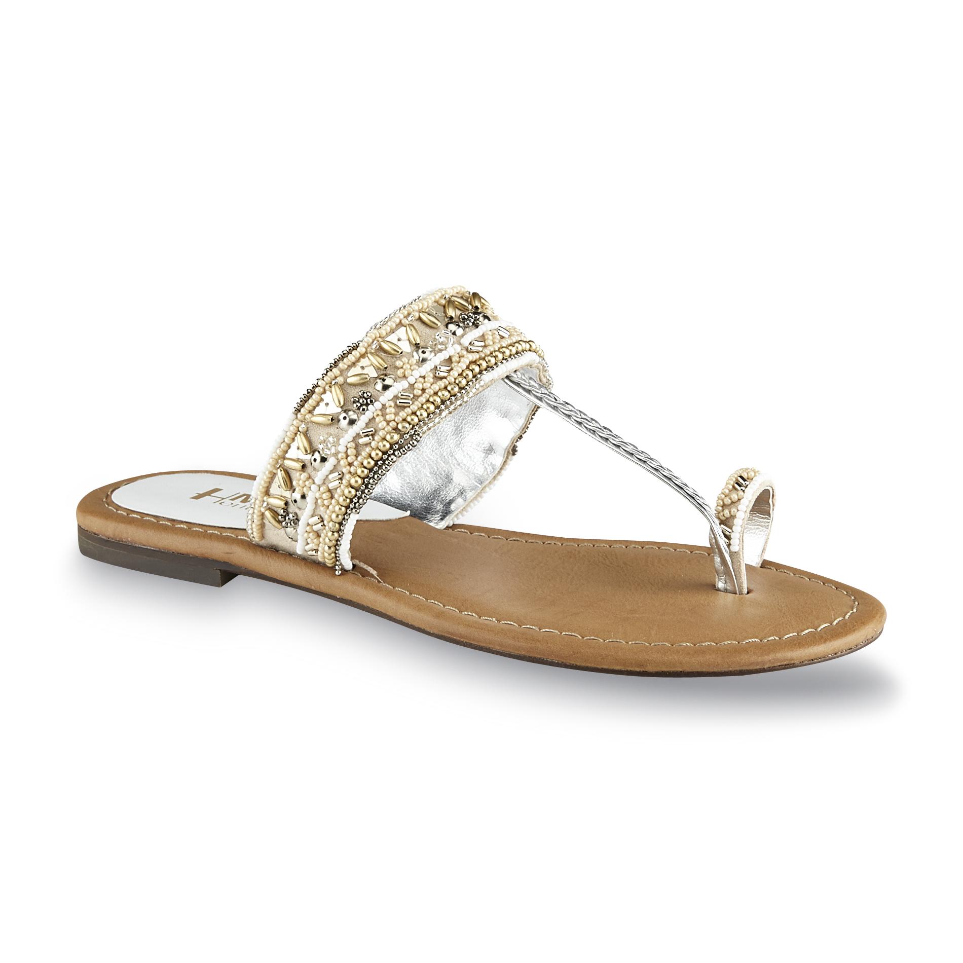 Mia Heritage Women's India Silver Beaded Thong Sandal | Shop Your Way ...