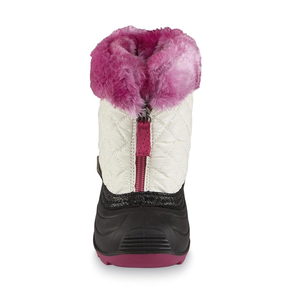 Kamik Toddler Girl's Fluffball White/Pink/Black Faux Fur Winter Snow Boot