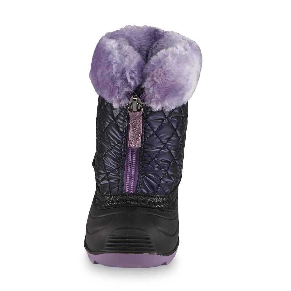 Kamik Toddler Girl's Fluffball Navy/Purple/Black Faux Fur Winter Snow Boot