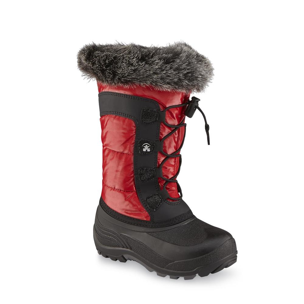 Kamik Girl's Solstice Red/Black Faux Fur Winter Snow Boot