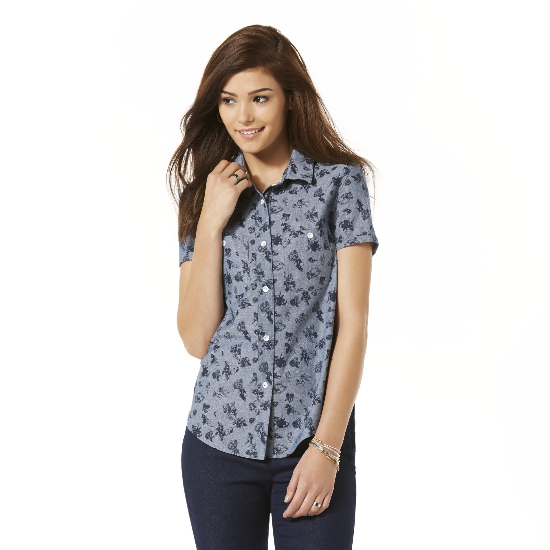 Adam Levine Women&#8217;s Hawaiian Print Chambray Buttondown Shirt