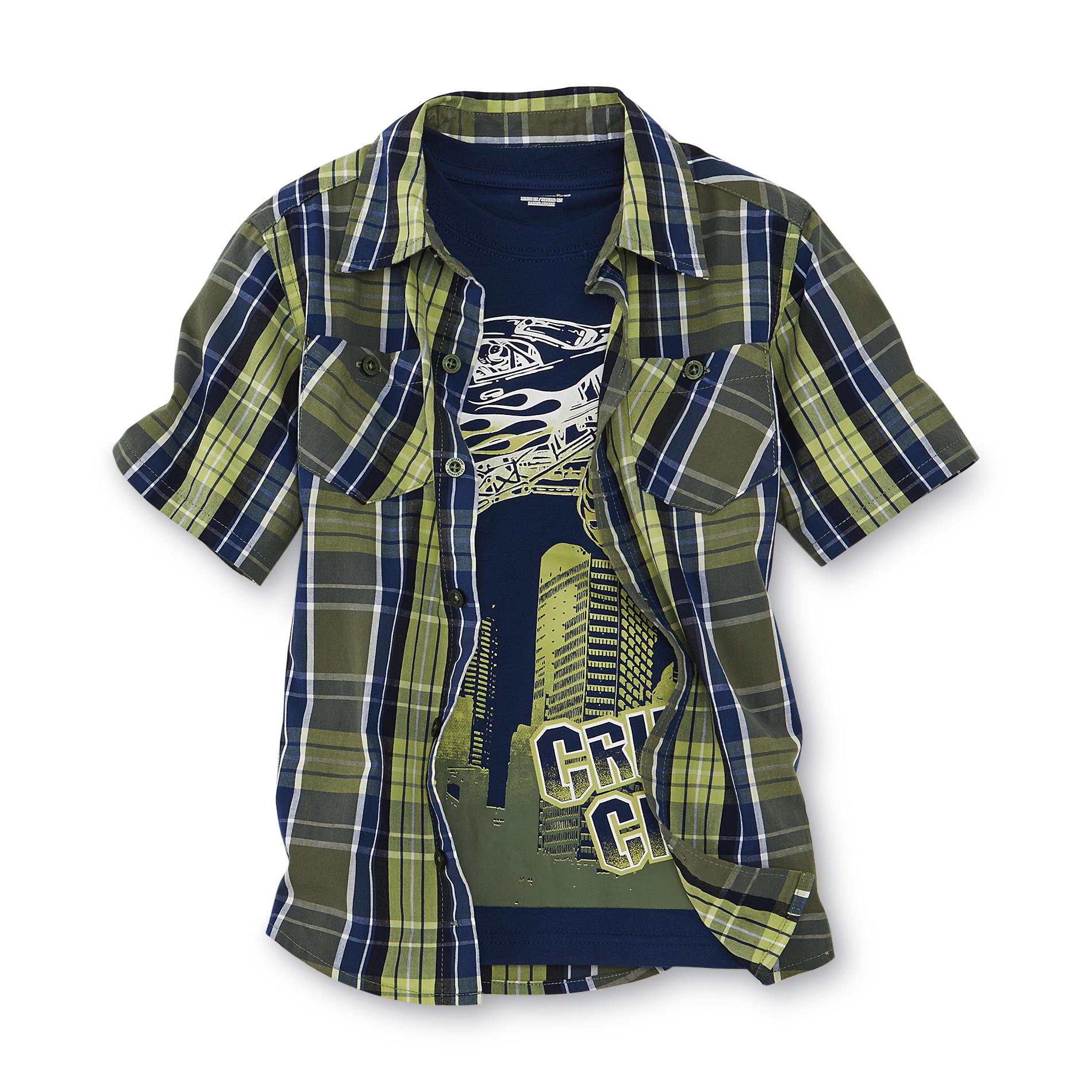 Toughskins Boy's Button-Front Shirt & Graphic T-Shirt - Monster Truck