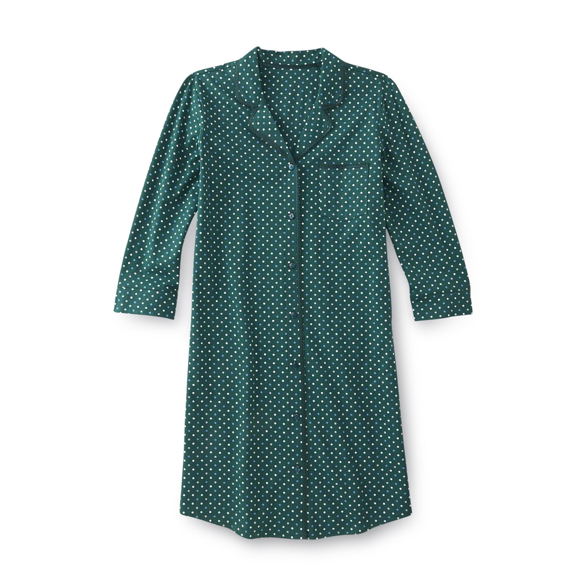 Laura Scott Women's Button-Front Nightgown - Dots