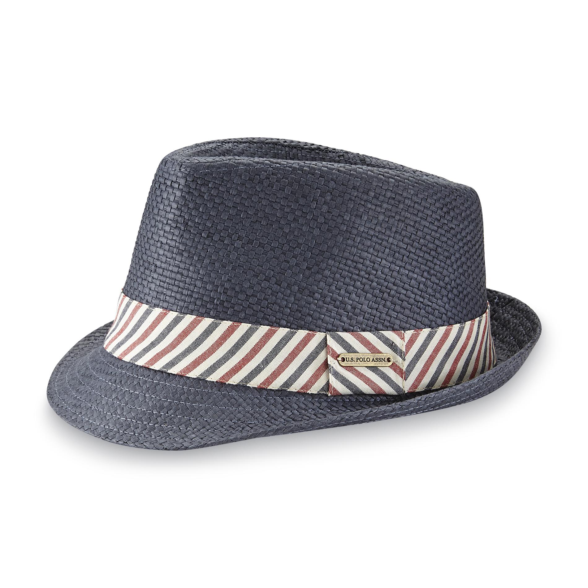 U.S. Polo Assn. Men's Straw Fedora Hat - Striped Band