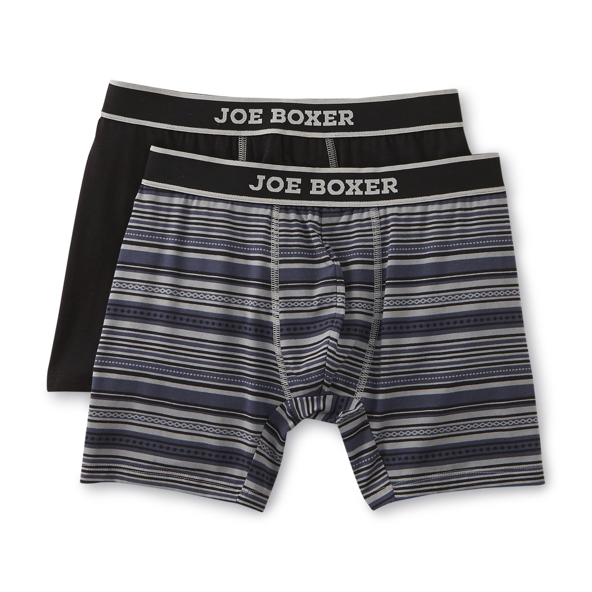 Joe Boxer Men's 2-Pairs Boxer Briefs - Tribal Stripe & Solid