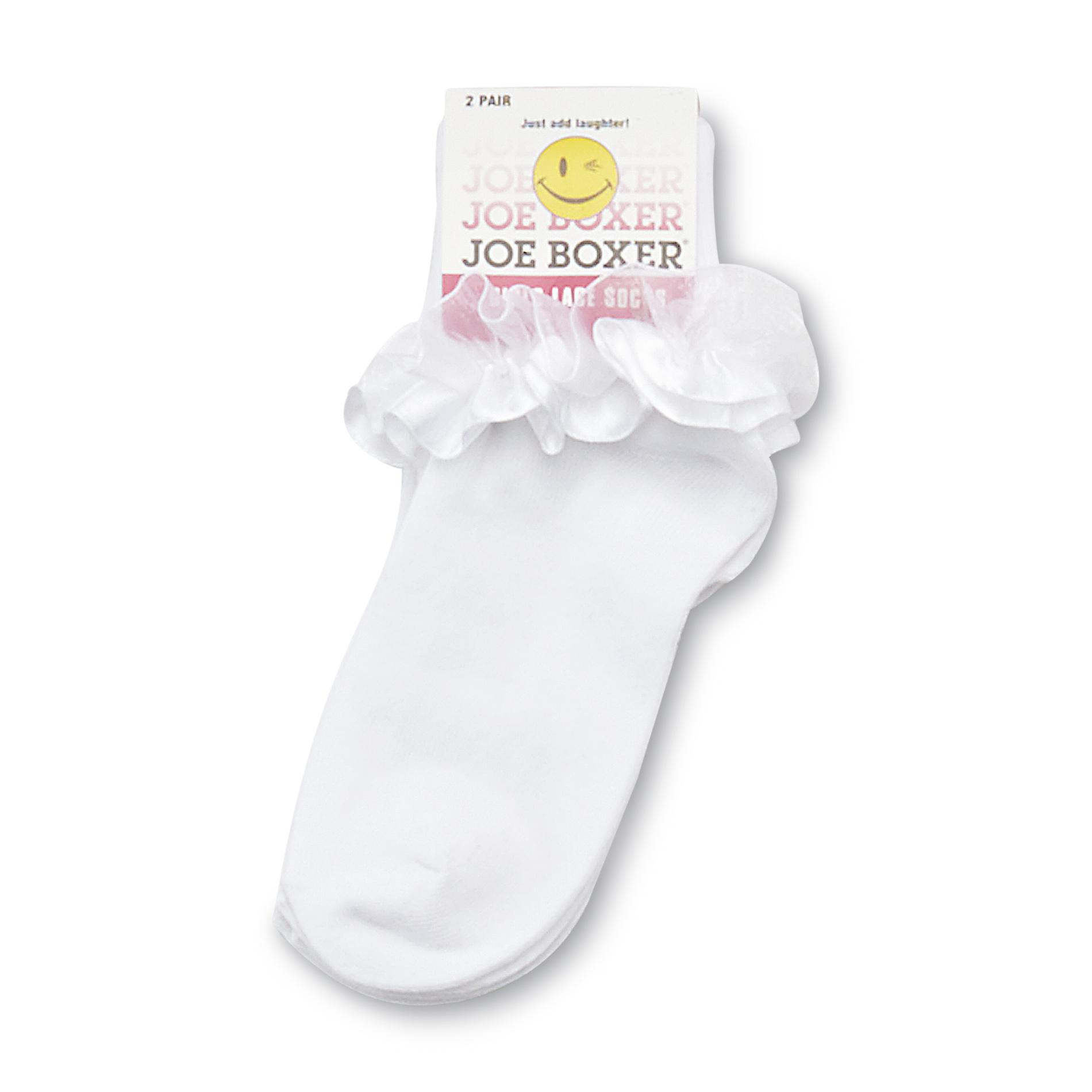 Joe Boxer Girl's 2-Pairs Embellished Crew Socks
