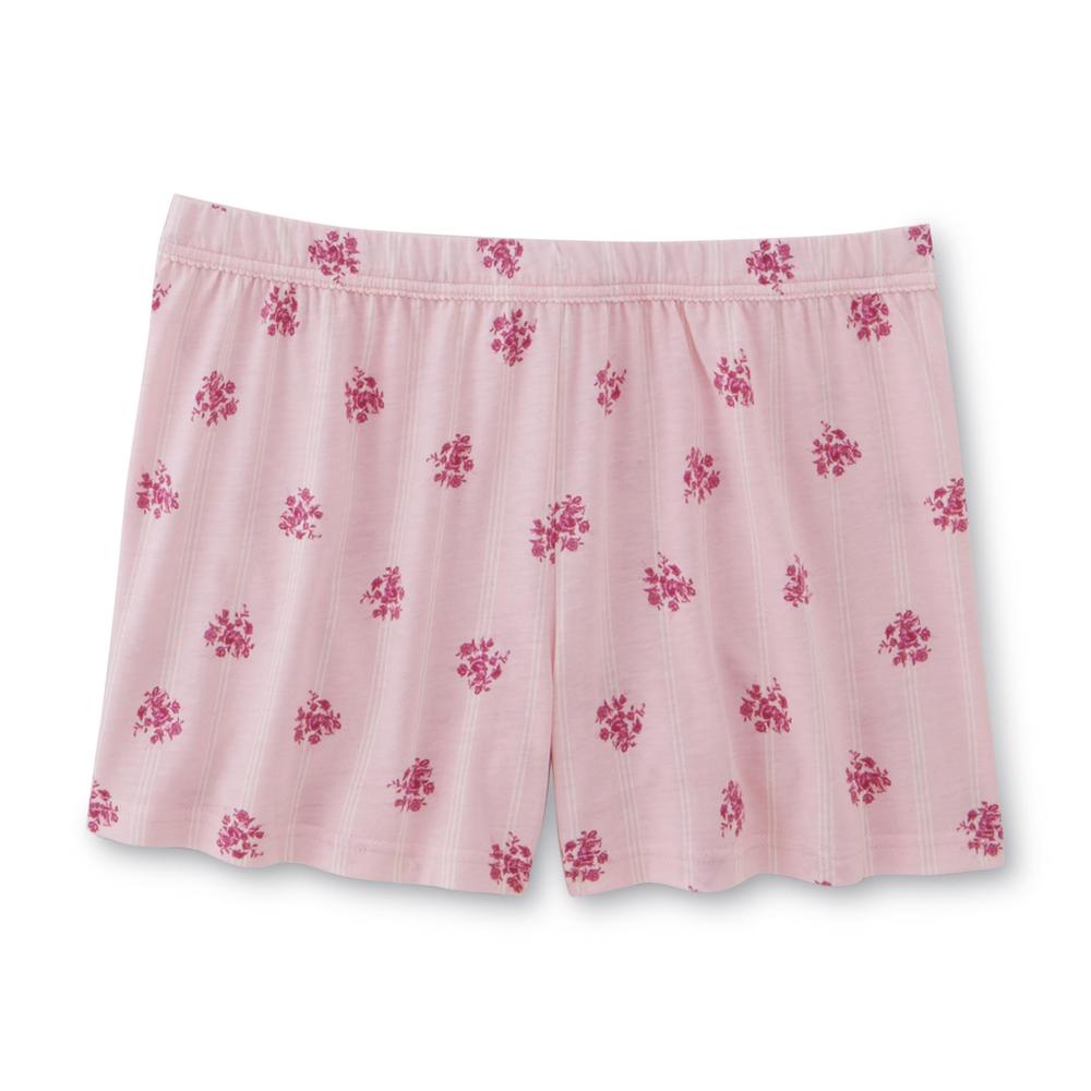 Pink K Women's Plus Pajama Top & Shorts - Floral & Striped