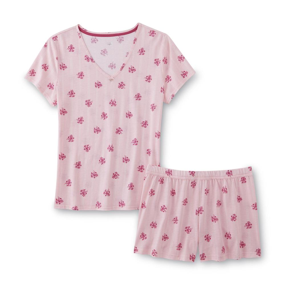 Pink K Women's Pajama Top & Shorts - Floral & Striped