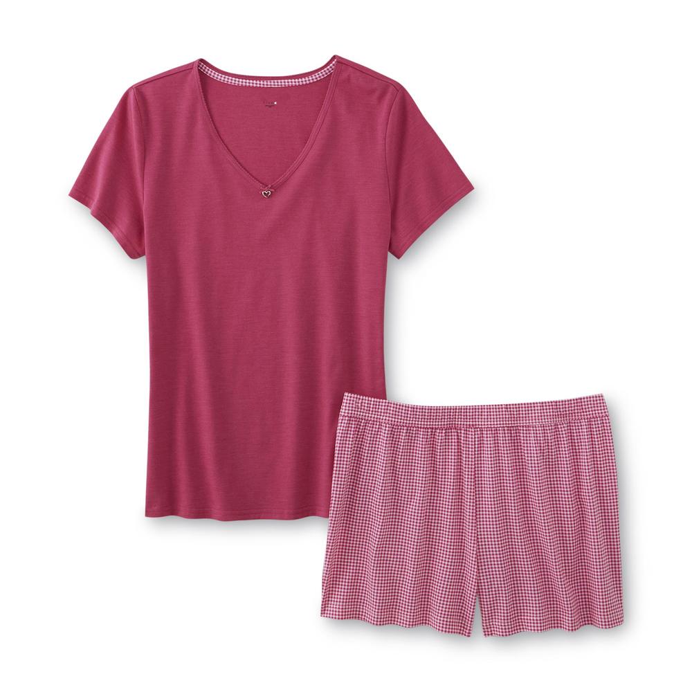 Pink K Women's Plus Pajama Top & Shorts - Gingham