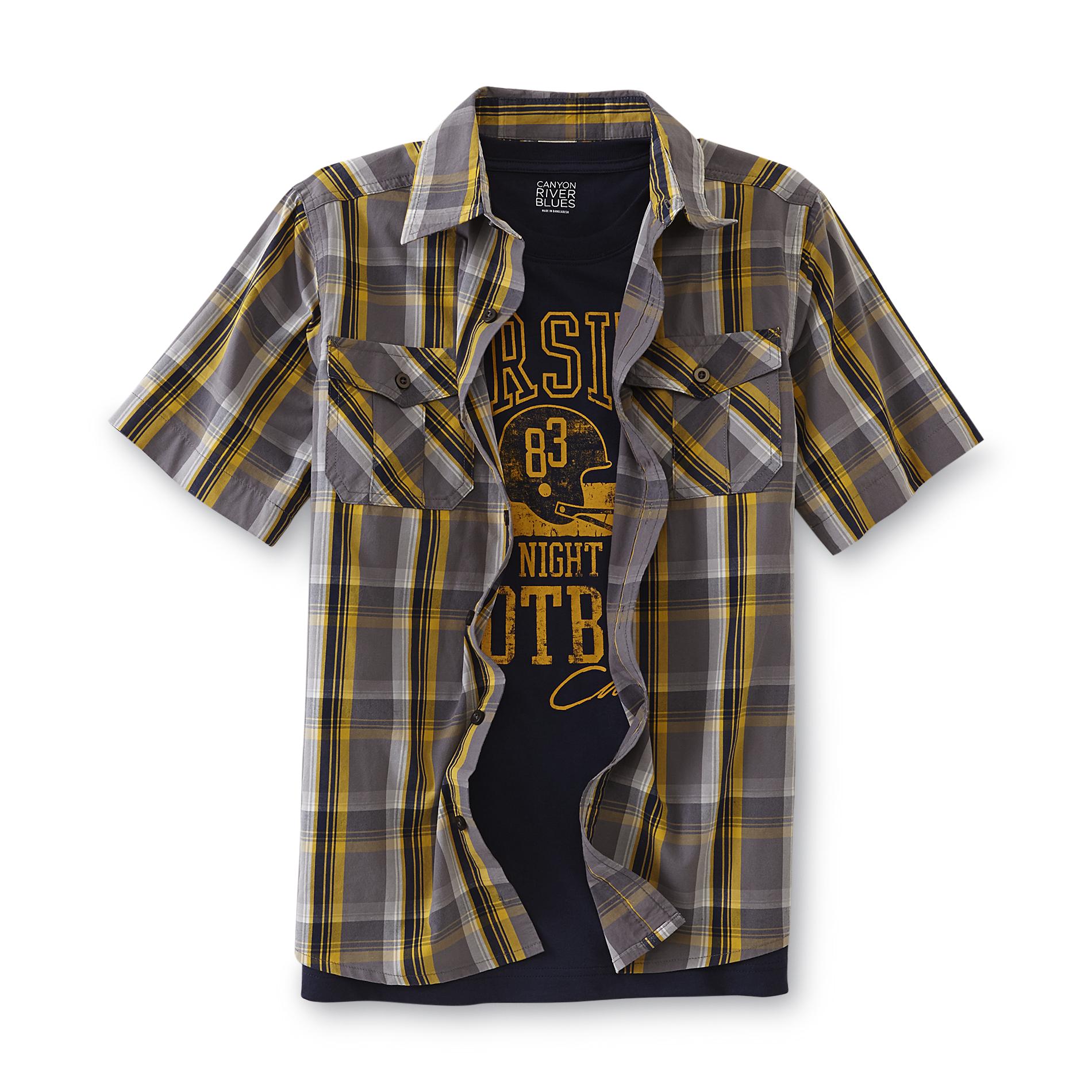 Canyon River Blues Boy's Button-Front Shirt & Graphic T-Shirt - Football