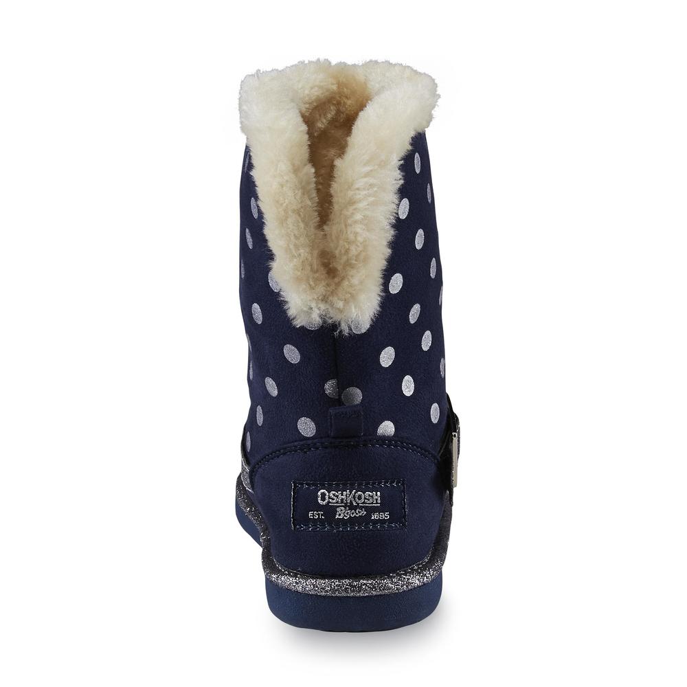 OshKosh Toddler Girl's Iris Blue/Dots Faux Fur-Trimmed Boot