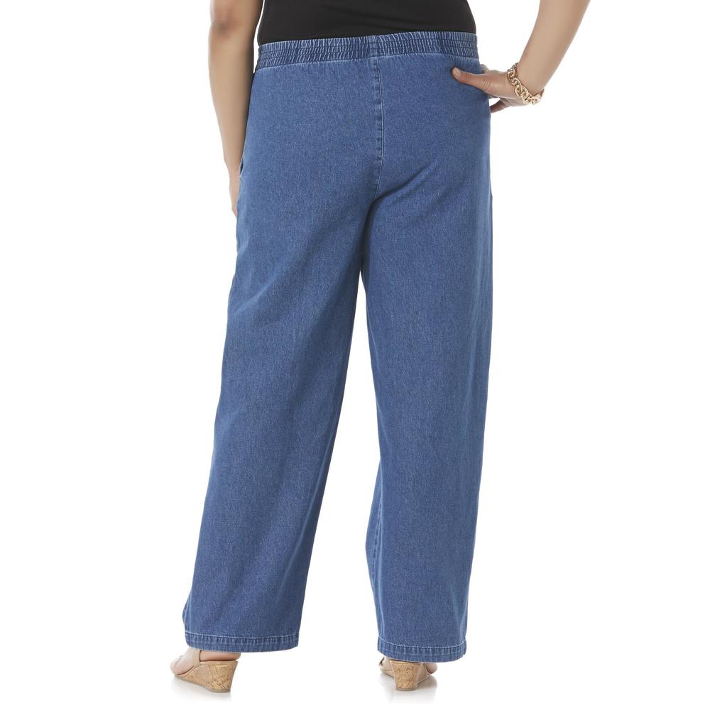 Basic Editions Women's Plus Elastic Waist Jeans