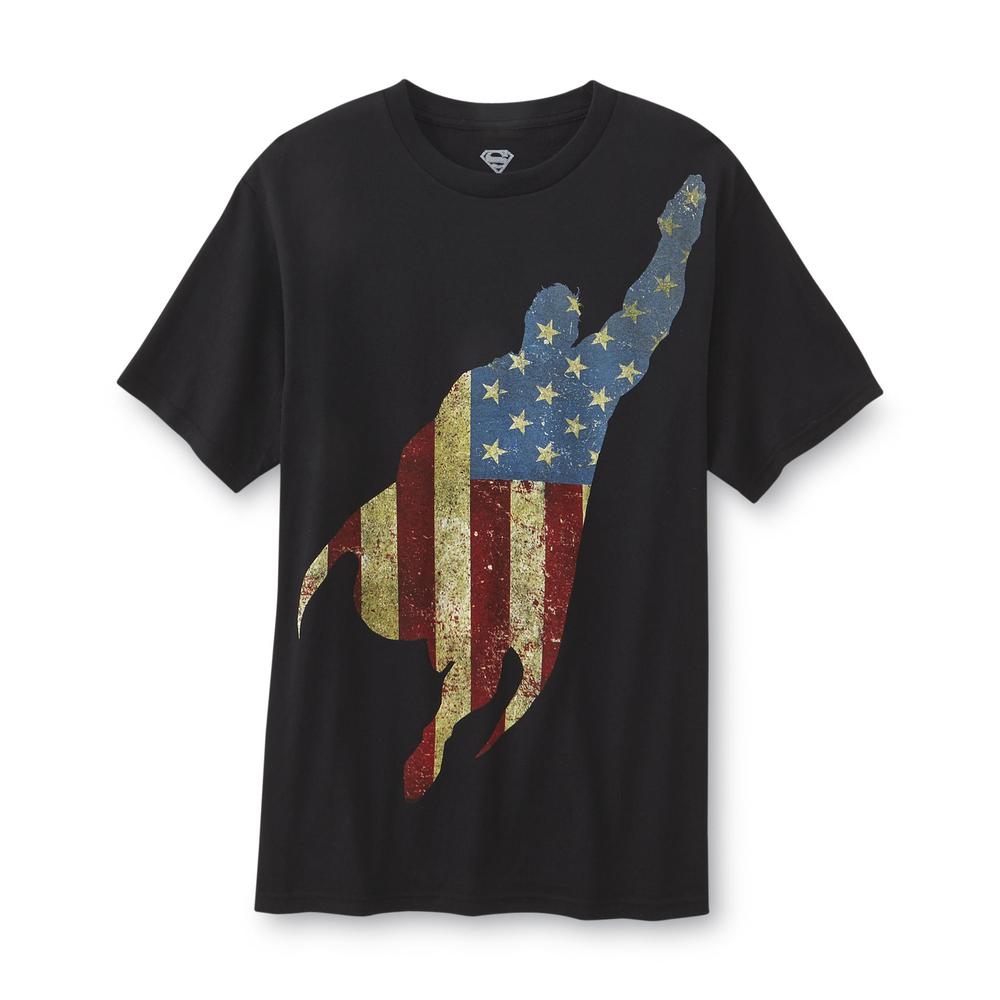 Screen Tee Market Brands Superman Young Men's Graphic T-Shirt - American Flag