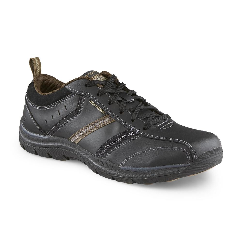 Skechers Men's Relaxed Fit Devention Leather Oxford - Black