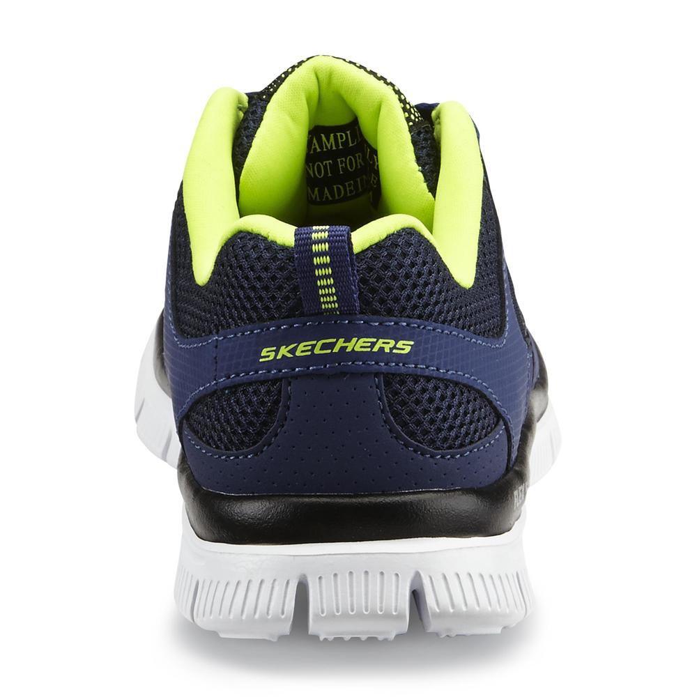 Skechers Boy's Flex Advantage Navy/Lime Lace-Up Cross-Trainer Shoe
