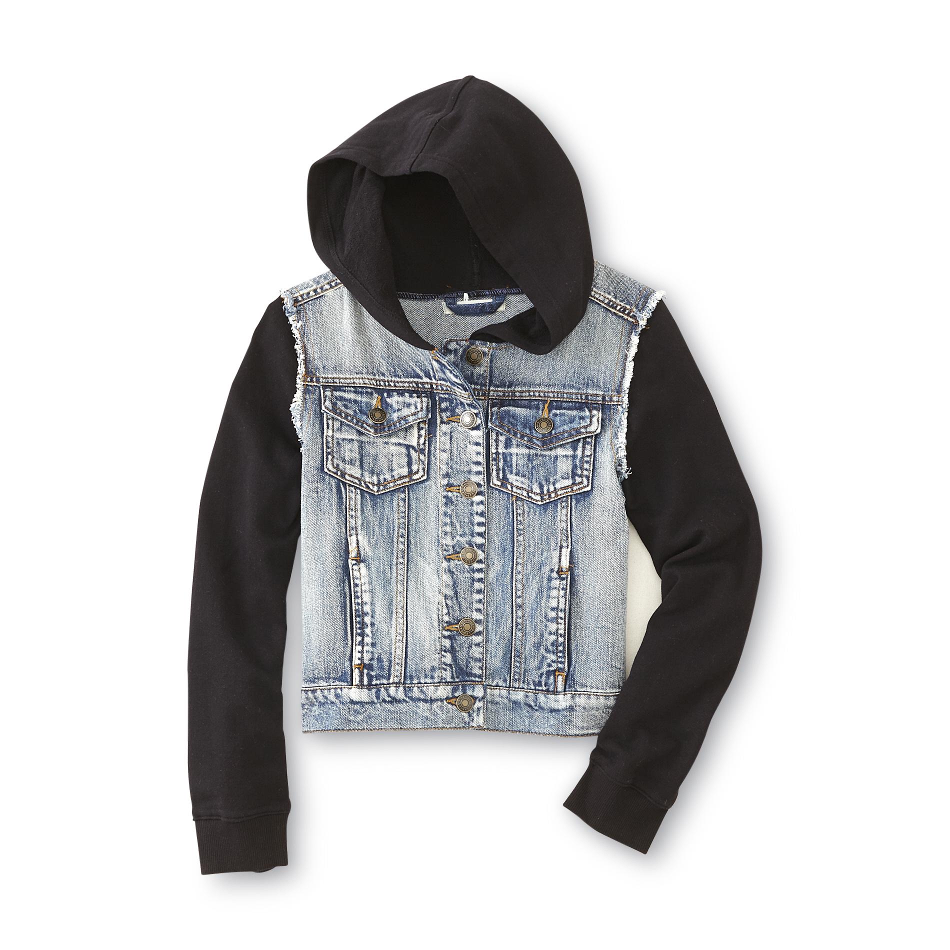 Canyon River Blues Girl's Layered-Look Denim Hoodie Jacket