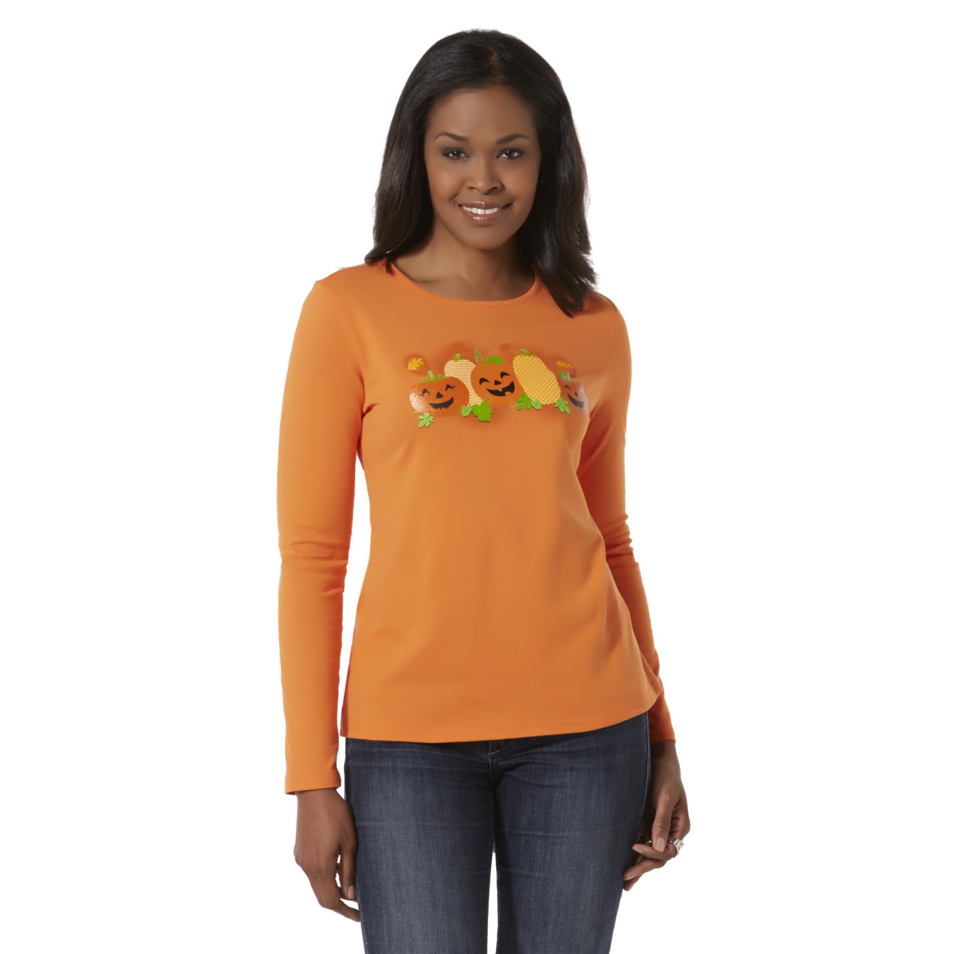 Holiday Editions Women's Graphic Shirt - Halloween Pumpkins